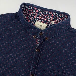 7 Diamonds Mens Short Sleeve Button Down Shirt Blue Floral Print XXL
